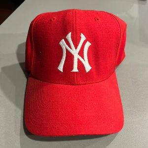 Red NY Yankees baseball cap